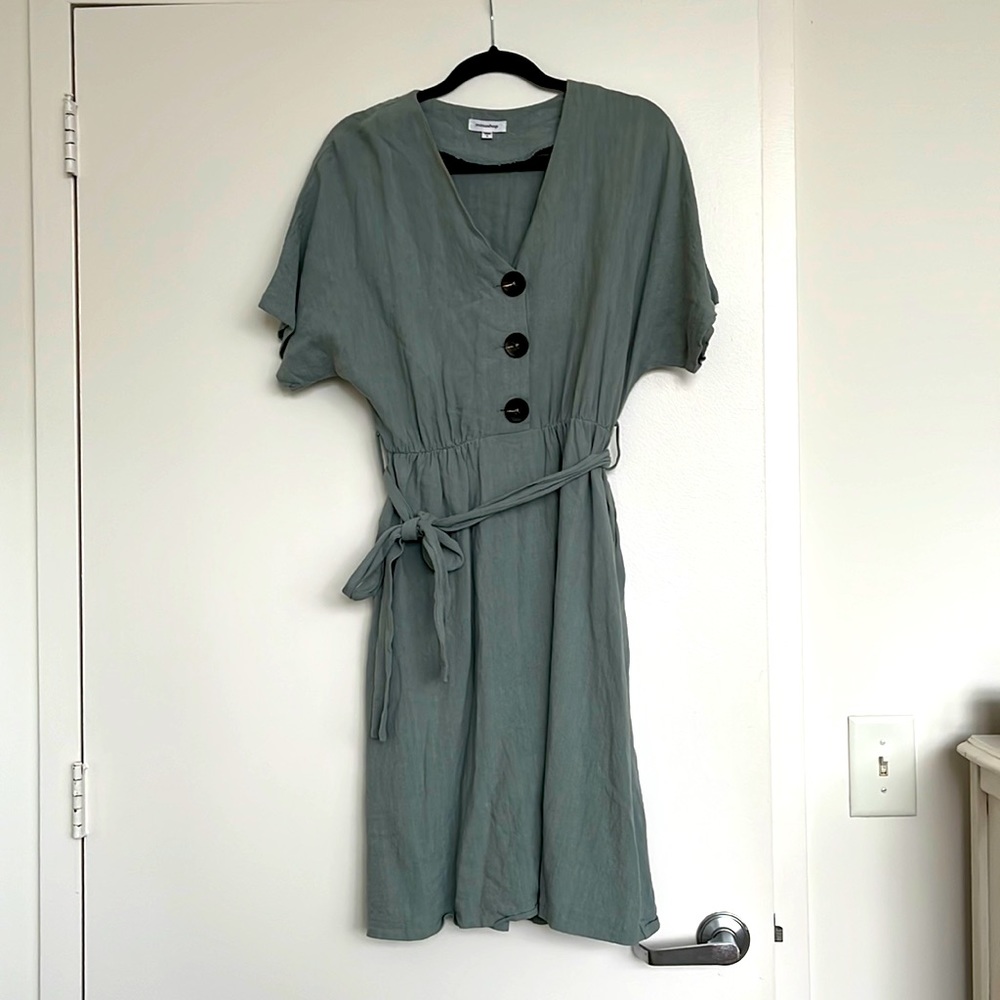 Mittoshop Tie Front Button-down Short Sleeve Dress
